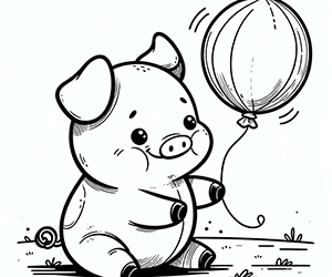 Coloriage Cochon Joue avec un Ballon