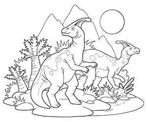 Coloriage Dinosaures Parasaurolophus 