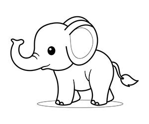 Coloriage Éléphant Bébé