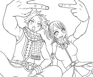 Coloriage Fairy Tail Natsu et Lucy