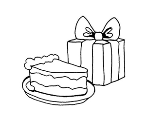 Coloriage Gâteau et Cadeau