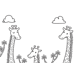 Coloriage Famille Girafes