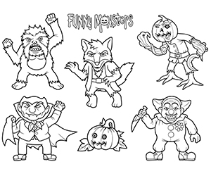 Coloriage Halloween Monstres Drôles