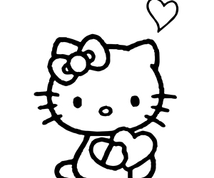 Coloriage Hello Kitty avec un Coeur