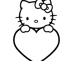 Coloriage Hello Kitty Coeur