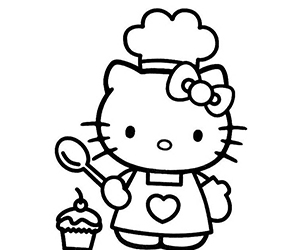 Coloriage Hello Kitty Cuisine
