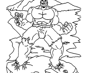 Coloriage Hulk dans la Montagne