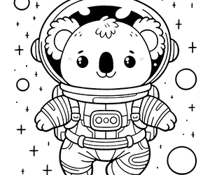 Coloriage Koala Astronaute