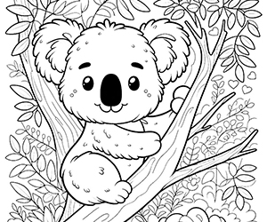 Coloriage Koala dans l'Arbre