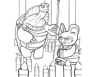 Coloriage Maître Shifu et Oogway