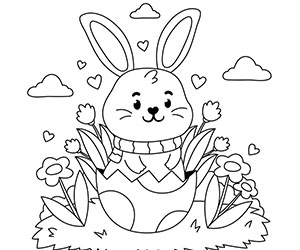 Coloriage Lapin Coquille d'Oeuf