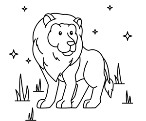 Coloriage Lion et Étoiles