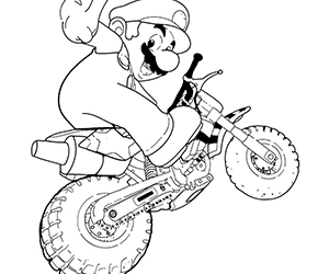 Coloriage Mario Moto