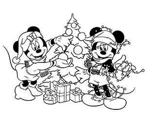 Coloriage Mickey et Minnie Noël