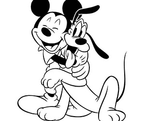Coloriage Mickey et Pluto