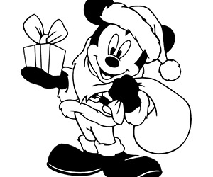 Coloriage Mickey Père-Noël