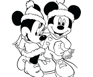 Coloriage Minnie et Mickey Noël