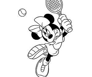 Coloriage Minnie Joue au Tennis