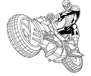 Coloriage Moto Spiderman
