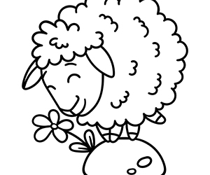 Coloriage Mouton et Fleur