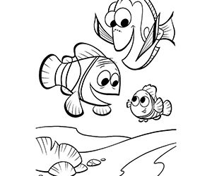 Coloriage Nemo Dory et Marin