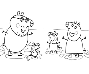 Coloriage Famille Peppa Pig