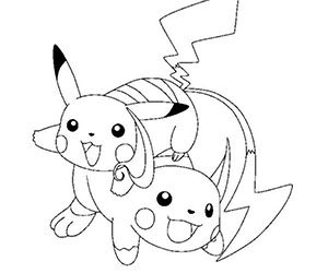 Coloriage Pikachu et Raichu