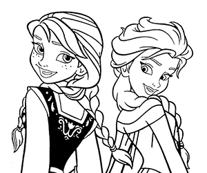 Coloriage Elsa et Anna