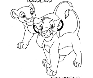 Coloriage Nala et Simba