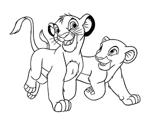 Coloriage Simba et Nala