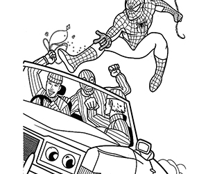 Coloriage Spiderman et Voleurs