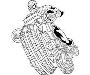 Coloriage Spiderman Moto