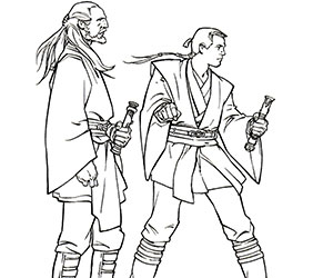 Coloriage Qui-Gon Jin et Obi-Wan Kenobi