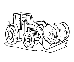 Coloriage Tracteur Botte de Foin
