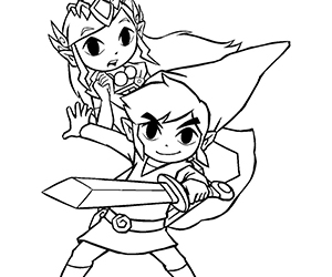 Coloriage de Zelda et Link