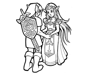 Coloriage Zelda et Link